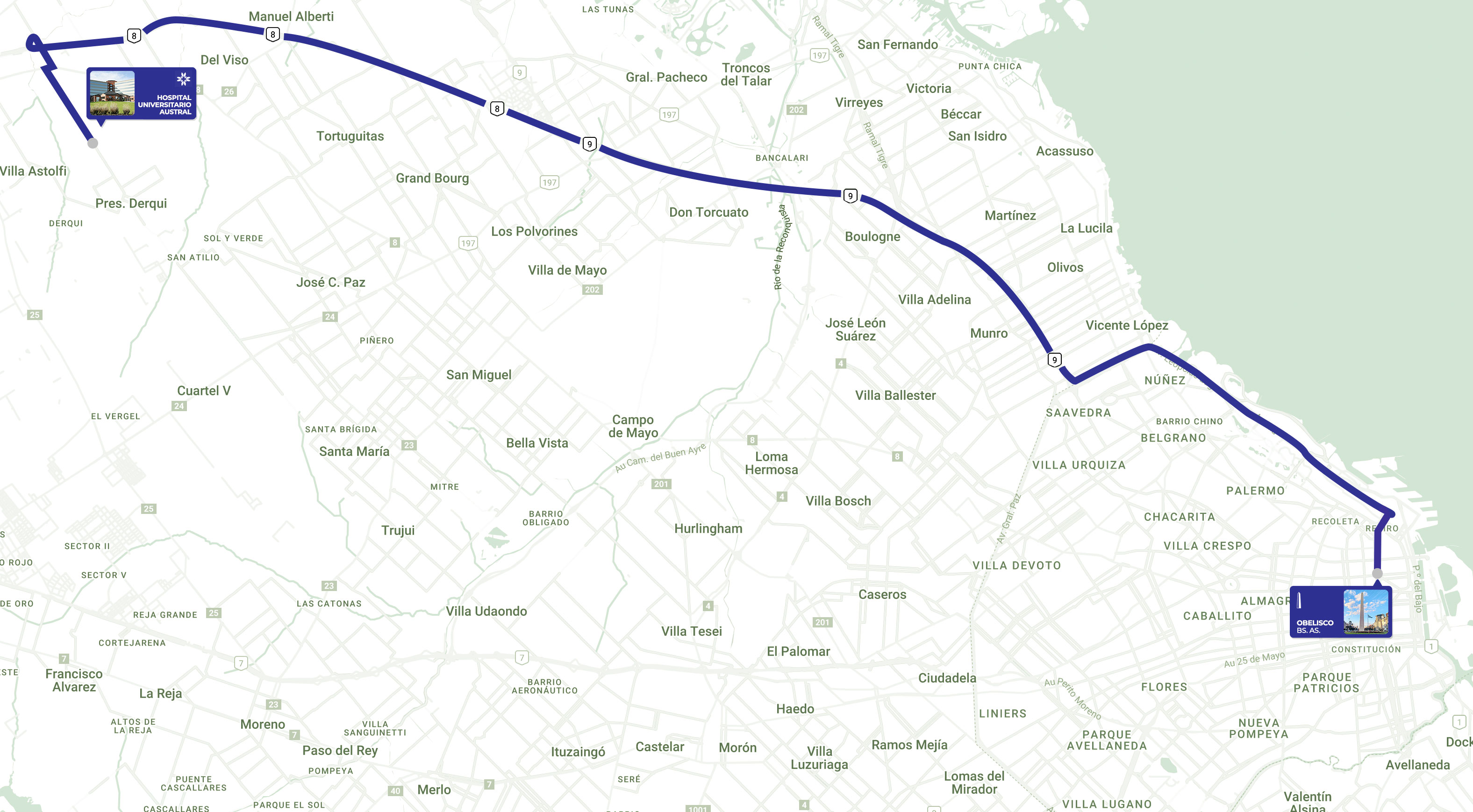 Cómo llega al Hospital Universitario Austral